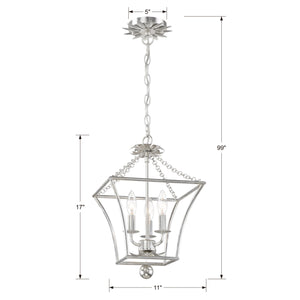 Broche 3 Light Antique Silver Lantern