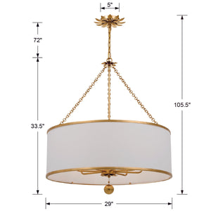 Broche 8 Light Antique Gold Chandelier