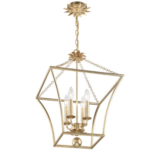 Broche 4 Light Antique Gold Lantern