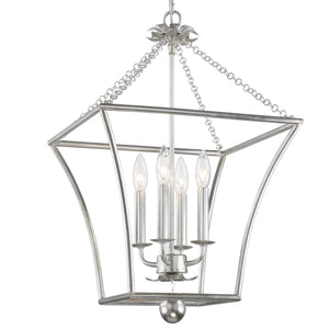 Broche 4 Light Antique Silver Lantern