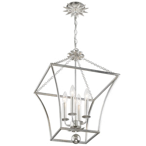 Broche 4 Light Antique Silver Lantern