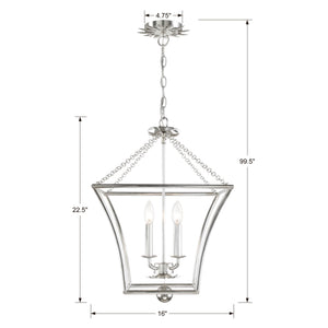 Broche 4 Light Antique Silver Lantern
