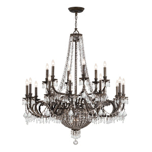 Vanderbilt 23 Light Hand Cut Crystal English Bronze Chandelier