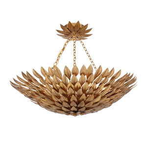 Broche 6 Light Antique Gold Leaf Chandelier