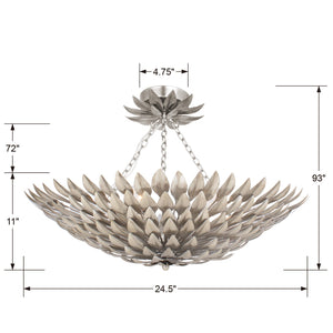 Broche 6 Light Antique Silver Ceiling Mount