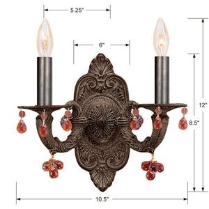 Paris Market 2 Light Amber Crystal Bronze Sconce