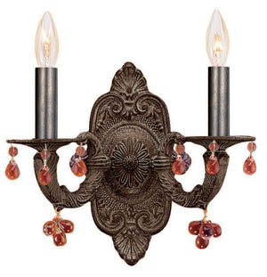 Paris Market 2 Light Amber Crystal Bronze Sconce