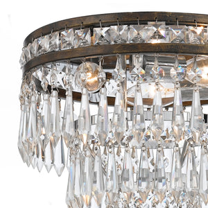 Mercer 3 Light Hand Cut Crystal English Bronze Flush Mount