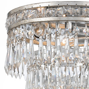 Mercer 3 Light Hand Cut Crystal English Bronze Flush Mount