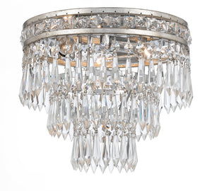 Mercer 3 Light Hand Cut Crystal English Bronze Flush Mount