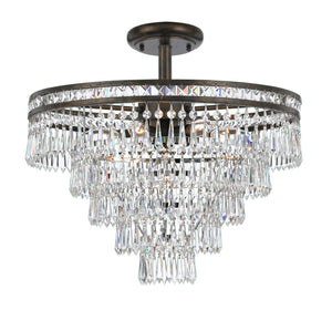 Mercer 7 Light Hand Cut Crystal English Bronze Semi-Flush