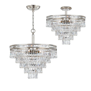 Mercer 7 Light Hand Cut Crystal Olde Silver Convertible Chandelier