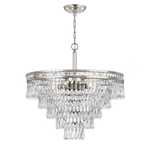 Mercer 7 Light Hand Cut Crystal Olde Silver Convertible Chandelier