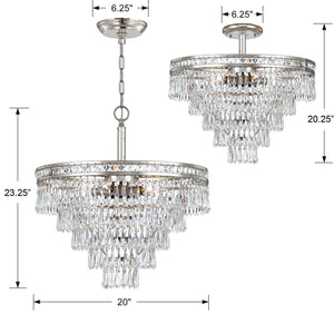 Mercer 7 Light Hand Cut Crystal Olde Silver Convertible Chandelier