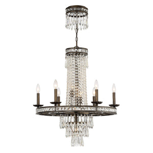 Mercer 10 Light Hand Cut Crystal English Bronze Chandelier