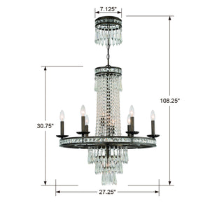 Mercer 10 Light Hand Cut Crystal English Bronze Chandelier