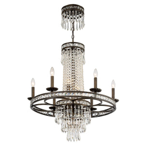 Mercer 10 Light Hand Cut Crystal English Bronze Chandelier