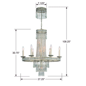 Mercer 10 Light Hand Cut Crystal English Bronze Chandelier