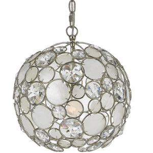 Palla 1 Light Antique Silver Sphere Mini Chandelier