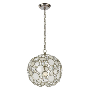 Palla 1 Light Antique Silver Sphere Mini Chandelier