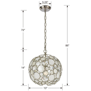 Palla 1 Light Antique Silver Sphere Mini Chandelier