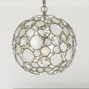 Palla 1 Light Antique Silver Sphere Mini Chandelier