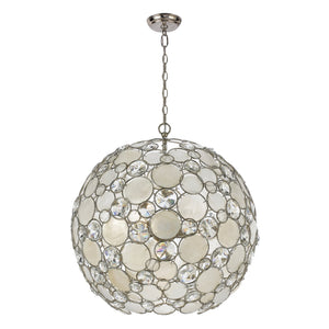 Palla 6 Light Antique Silver Sphere Chandelier