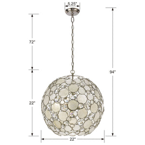 Palla 6 Light Antique Silver Sphere Chandelier