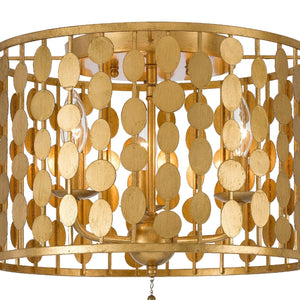 Layla 3 Light Antique Gold Ceiling Mount