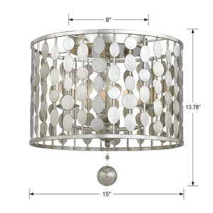 Layla 3 Light Antique Silver Ceiling Mount