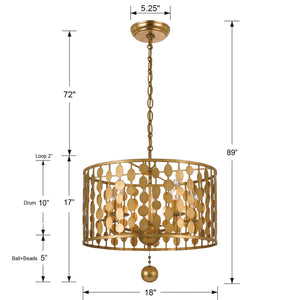 Layla 5 Light Antique Gold Chandelier