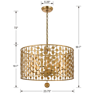 Layla 6 Light Antique Gold Chandelier