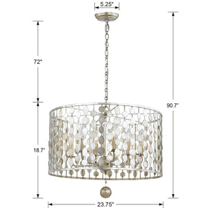 Layla 6 Light Antique Silver Chandelier
