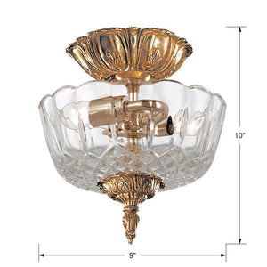 Crystorama 2 Light Olde Brass Lead Crystal Ceiling Mount II