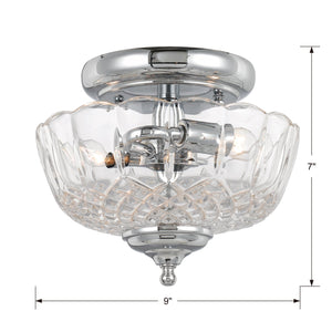 Crystorama 2 Light Polished Chrome Small Ceiling Mount