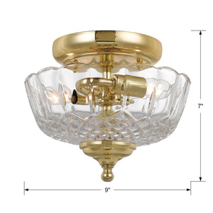 Crystorama 2 Light Polished Brass Lead Crystal Ceiling Mount