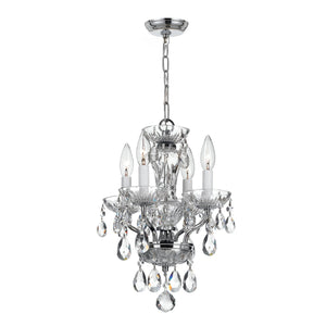 Traditional Crystal Clear Italian Crystal 4 Light English Bronze Mini Chandelier