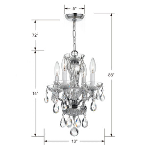Traditional Crystal Clear Italian Crystal 4 Light English Bronze Mini Chandelier