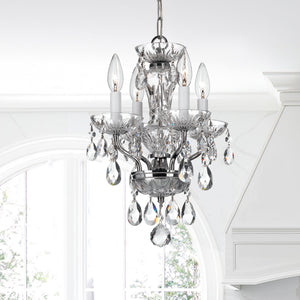 Traditional Crystal Clear Italian Crystal 4 Light English Bronze Mini Chandelier