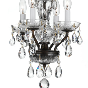 Traditional Crystal Clear Italian Crystal 4 Light English Bronze Mini Chandelier