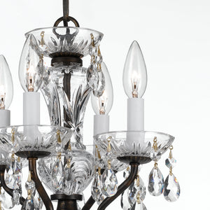 Traditional Crystal Clear Italian Crystal 4 Light English Bronze Mini Chandelier