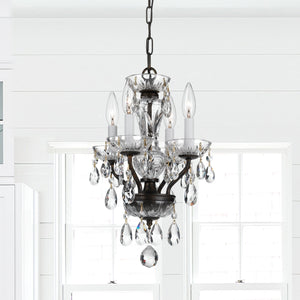 Traditional Crystal Clear Italian Crystal 4 Light English Bronze Mini Chandelier
