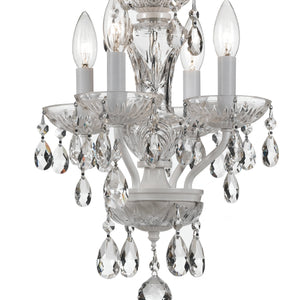 Traditional Crystal Clear Italian Crystal 4 Light English Bronze Mini Chandelier