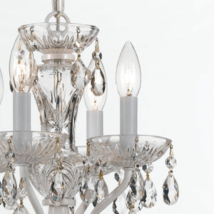 Traditional Crystal Clear Italian Crystal 4 Light English Bronze Mini Chandelier