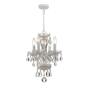 Traditional Crystal Clear Italian Crystal 4 Light English Bronze Mini Chandelier