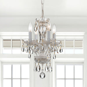 Traditional Crystal Clear Italian Crystal 4 Light English Bronze Mini Chandelier