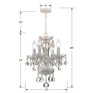 Traditional Crystal Clear Italian Crystal 4 Light English Bronze Mini Chandelier
