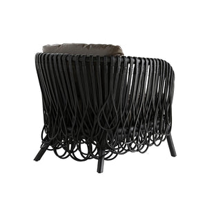 Arteriors Strata Looped Rattan Lounge Chair with Leather Cushion