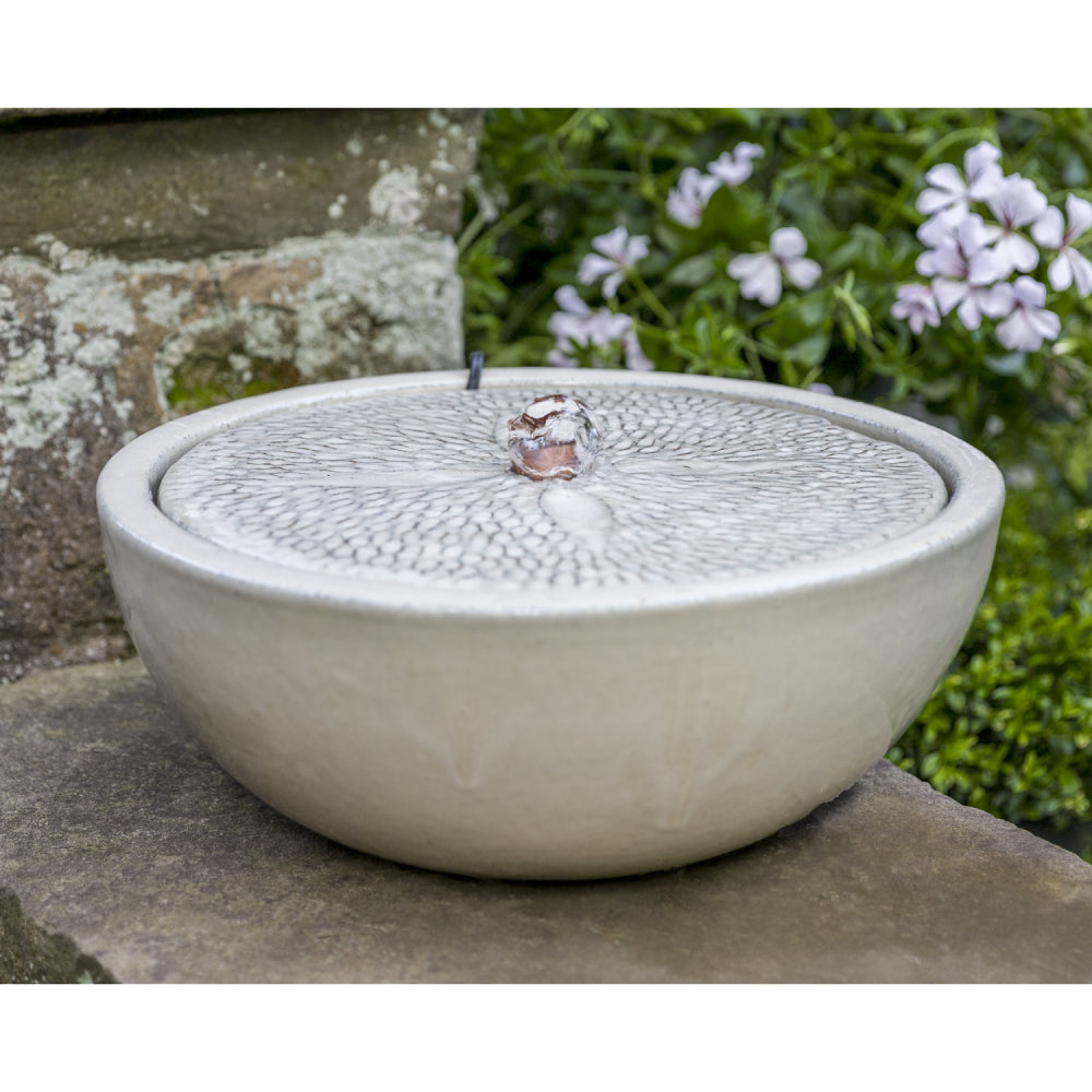Glazed Terra Cotta Sand Dollar Fountain - Cream