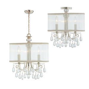 Hampton 3 Light Chrome Clear Crystal Drum Shade Chandelier